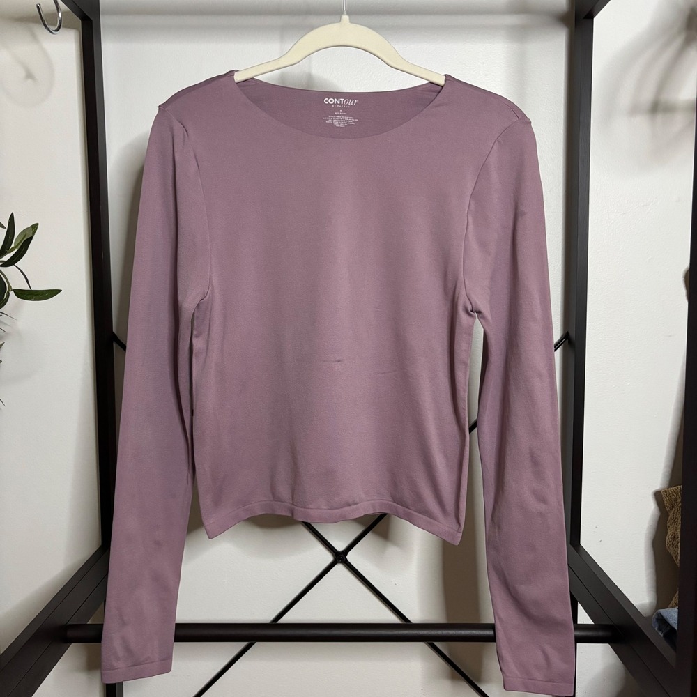 PacSun Contour Long Sleeve Top Mauve Purple Crew Neck Stretch Basic Medium